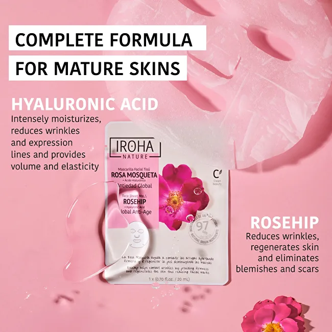 Iroha Rejuvenating mask Anti-Age Rosehip Face Sheet Mask 20 ml thumbnail 4