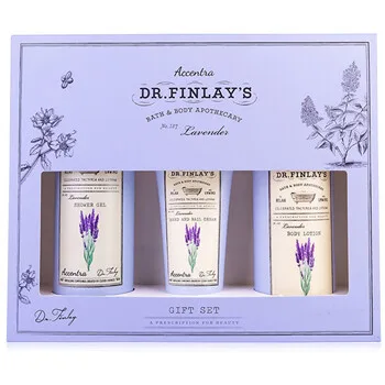 Accentra Lavender DR. FINLAY`S bath care gift set in a lavender gift box, shower gel 240ml, body lotion 190ml, hand and nail cream 60ml, 3 fragrances thumbnail 3