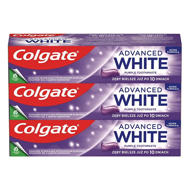 Colgate Advanced White Purple Trio Toothpaste 3 x thumbnail 2