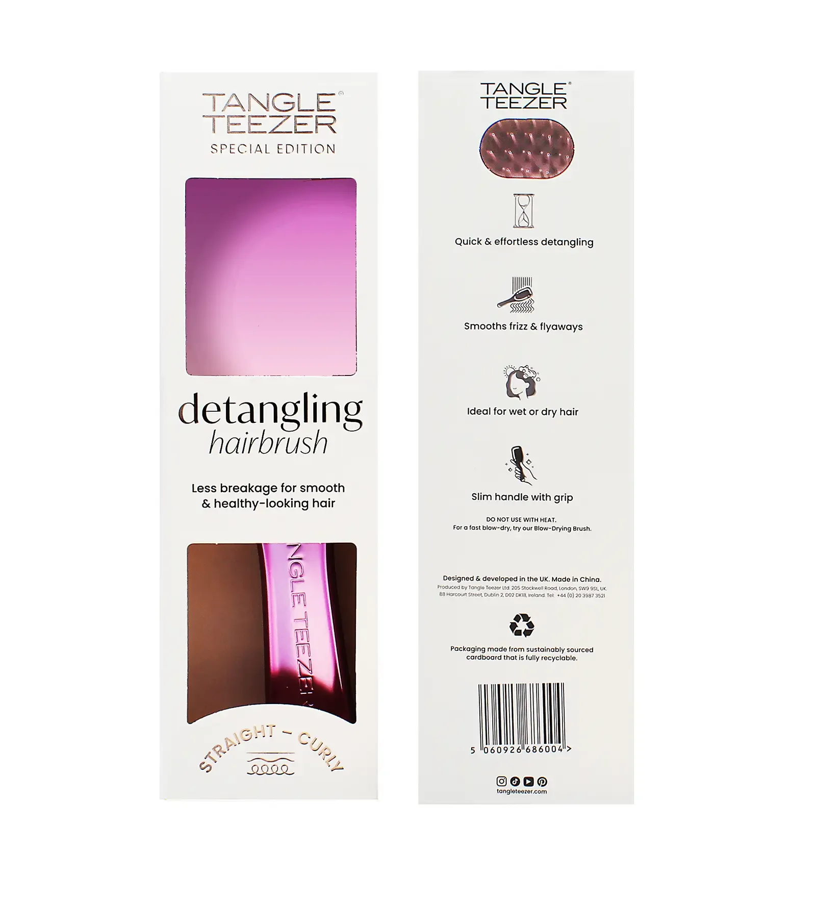 Tangle Teezer Hair Brush Ultimate Detangler Straight & Curly Chrome Mauve Copper thumbnail 6
