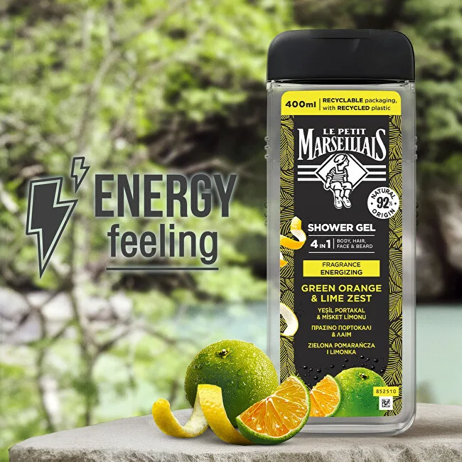 Le Petit Marseillais Shower gel for body, face, hair and beard Green Orange & Lime Zest 400 ml thumbnail 4