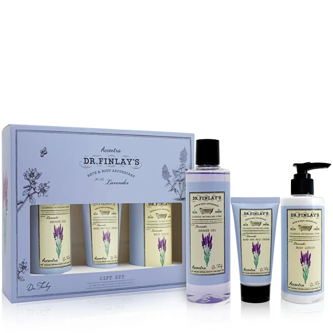 Accentra Lavender DR. FINLAY`S bath care gift set in a lavender gift box, shower gel 240ml, body lotion 190ml, hand and nail cream 60ml, 3 fragrances thumbnail 2