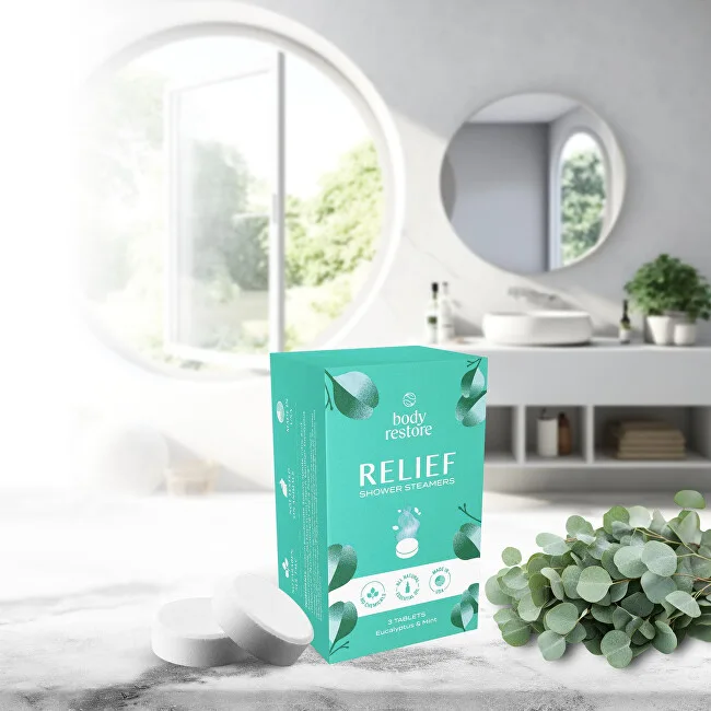 Body Restore Set of aromatic shower tablets Eucalyptus and Mint Shower Steamers 3 pcs thumbnail 3