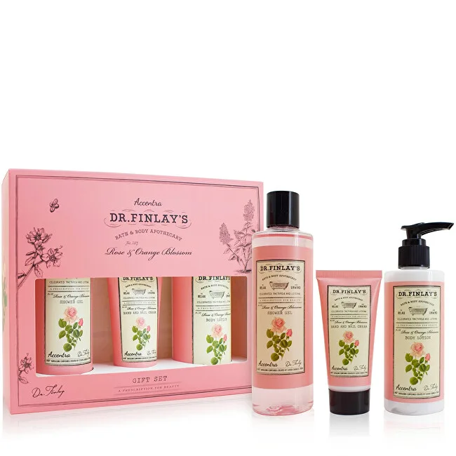 Accentra Accentra bath set DR. FINLAY`S in a gift box rose and orange blossom, shower gel 240ml, body lotion 190ml, hand and nail cream 60ml thumbnail 2