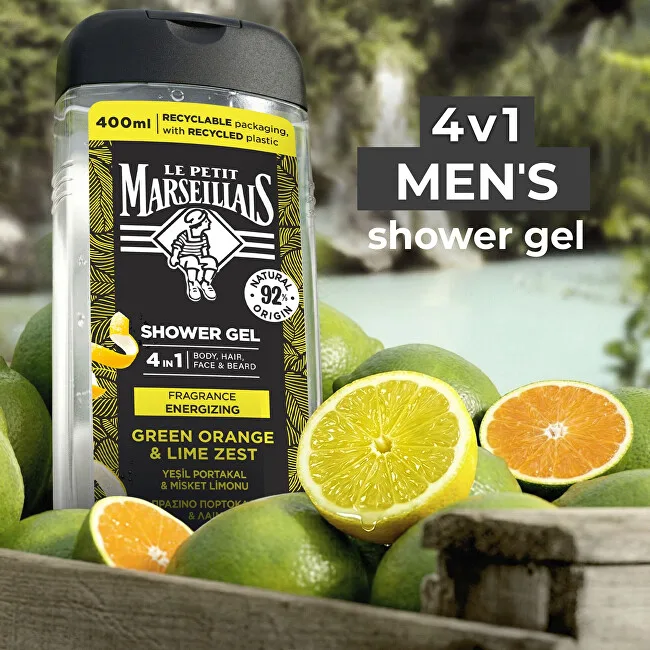 Le Petit Marseillais Shower gel for body, face, hair and beard Green Orange & Lime Zest 400 ml thumbnail 2