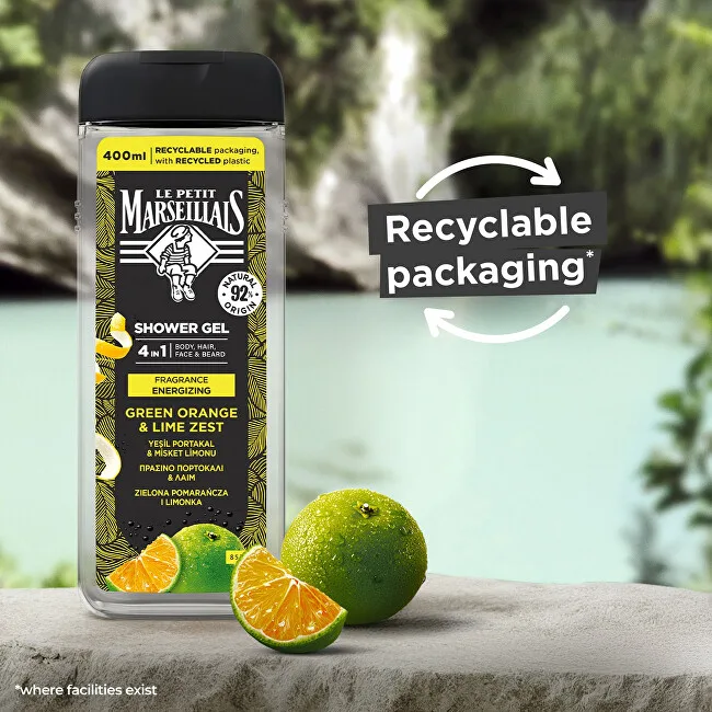Le Petit Marseillais Shower gel for body, face, hair and beard Green Orange & Lime Zest 400 ml thumbnail 6