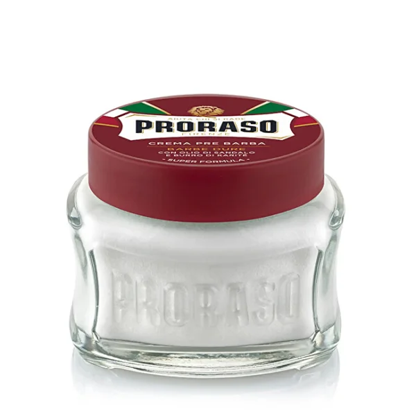 Red pre-shave cream