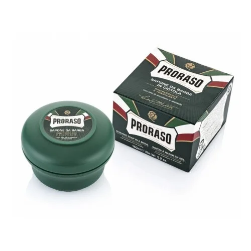 Green shaving soap in a jar