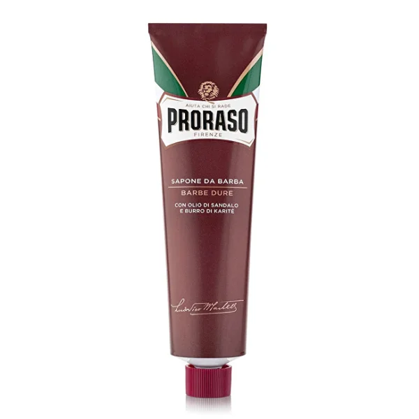 Red shaving soap in a tube