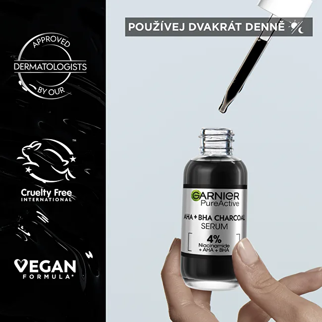 Garnier Pure active aha + bha charcoal serum thumbnail 5