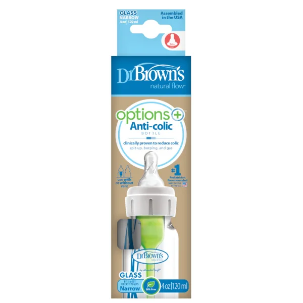  stiklinis buteliukas OPTIONS+ siauru kakleliu, 120ml