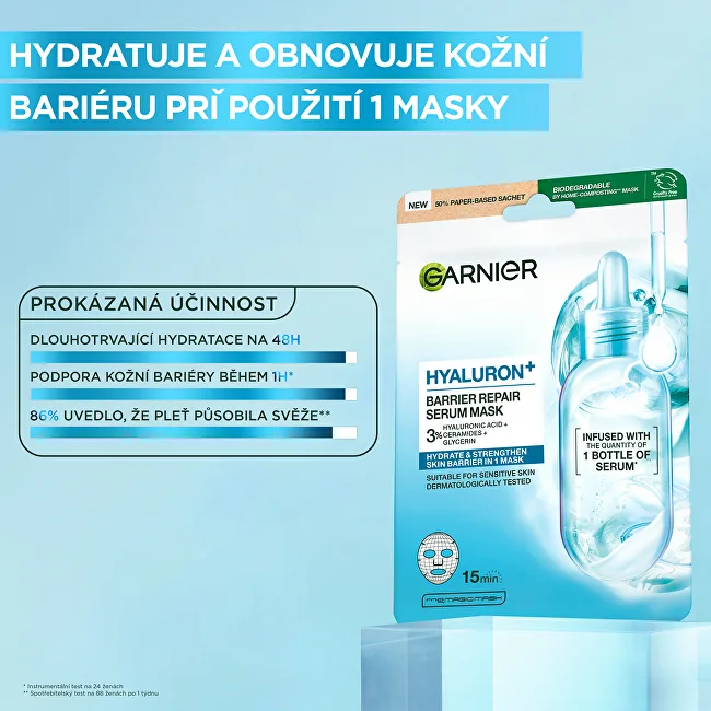 Garnier Garnier HYALURON+ textile face mask for skin barrier restoration with hyaluronic acid thumbnail 3