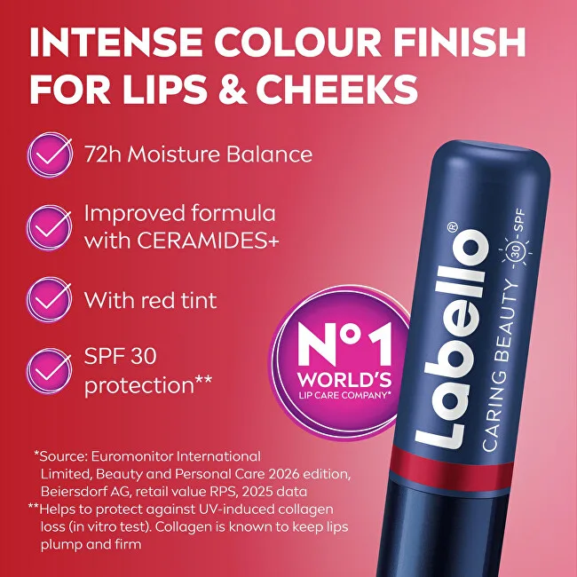 Labello Lip Balm SPF 30 Red Caring Beauty Lip & Cheek 4.8 g thumbnail 2