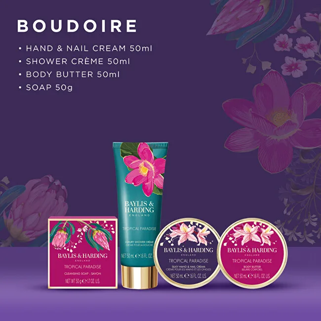 Baylis & Harding Baylis & Harding Boudoire Body Care Gift Set in Tin - Tropical Paradise, 4pcs thumbnail 3
