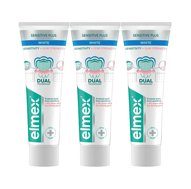 Elmex Toothpaste Sensitive Sensitivity + Gum Strength Whitening 3 x 75 ml thumbnail 2