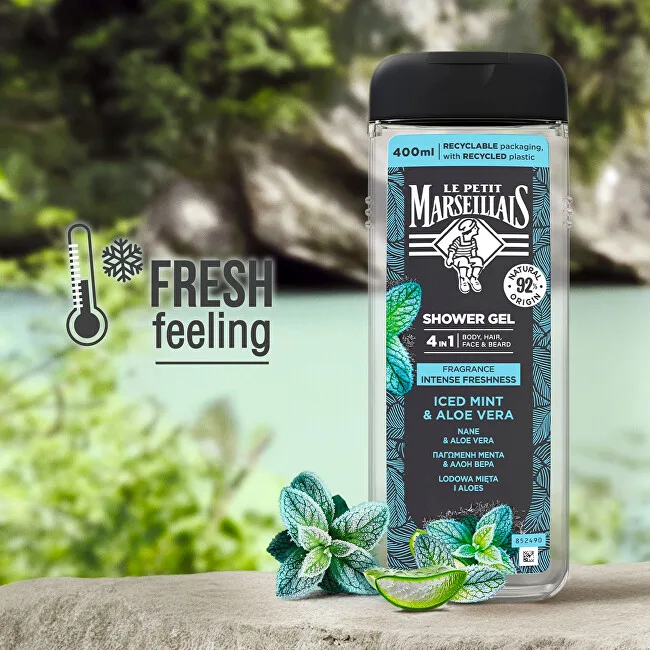 Le Petit Marseillais Shower gel for body, face, hair and beard Iced Mint and Aloe Vera 400 ml thumbnail 4