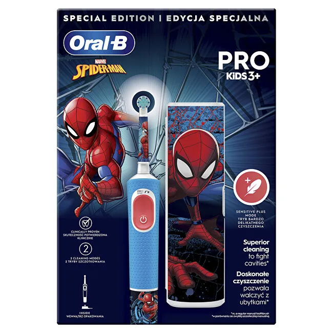 ORAL-B Vitality Pro Kids Spiderman electric toothbrush with travel case thumbnail 4