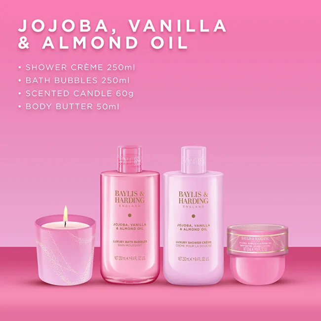 Baylis & Harding Body Care Gift Set with Jojoba, Vanilla & Almond Oil Candle 4 pcs thumbnail 4
