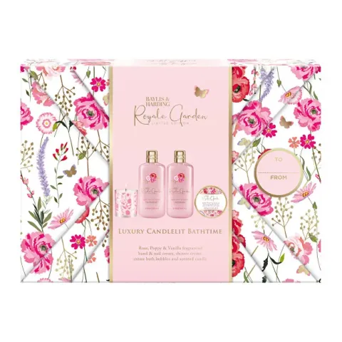 Baylis &amp; Harding Body Care Gift Set with Candle - Royale Garden, 4pcs
