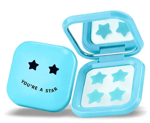 Set of blue Pimple Star Patches &amp; Mirror Case 32 pcs