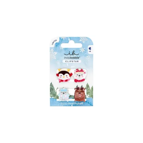 Clipstar Kids Cozy Snowy Friends Hair Clip 4 pcs