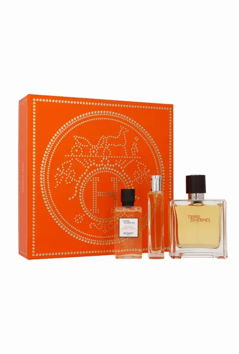 Set Hermes Terre D`Hermes Parfum 75ml + Parfum 15ml + Shower Gel Hair &amp; Body 40ml