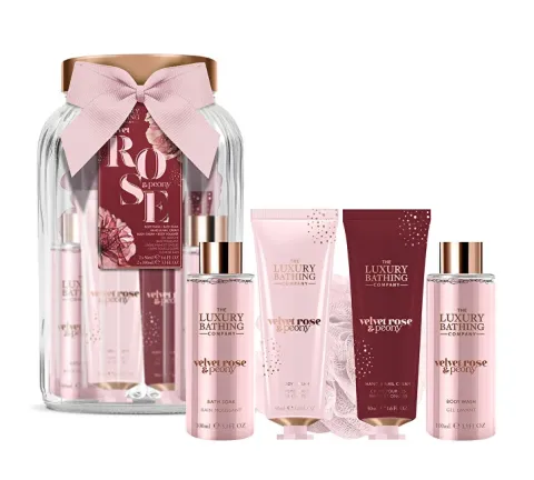 Gift set in a glass jar Rose &amp; Peony 5 pcs