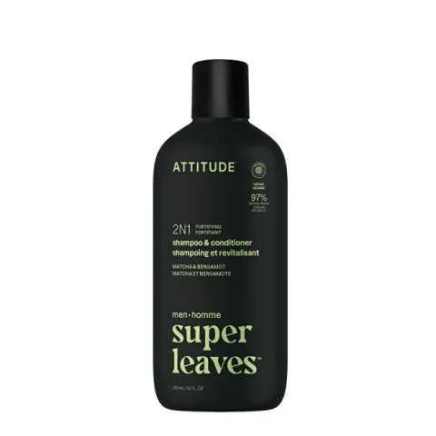 Men´s Strengthening Shampoo and Conditioner 2in1 Super Leaves Matcha &amp; Bergamot (Shampoo &amp; Conditioner) 415 ml