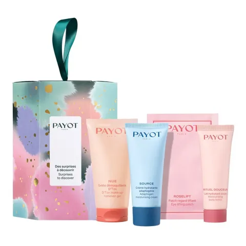 Set Payot: Nue, Makeup Remover Gel, 50 ml + Source Adaptogen, Hydrating, Cream, For Face, 30 ml + Rituel Douceur, Hydrates, Body Lotion, Body, 25 ml + Roselift, Lifting, Eye Patch, 2 pcs, 2 g