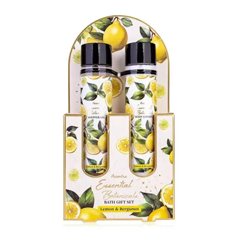 Accentra bath set ESSENTIAL BOTANICS lemon and bergamot tubes in a gift box, shower gel 60ml, body lotion 60ml