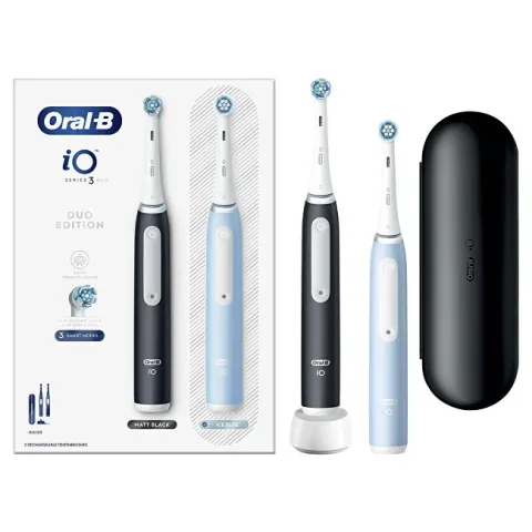 Electric toothbrush Series iO 3 Duo Black/Ice Blue 2 pcs