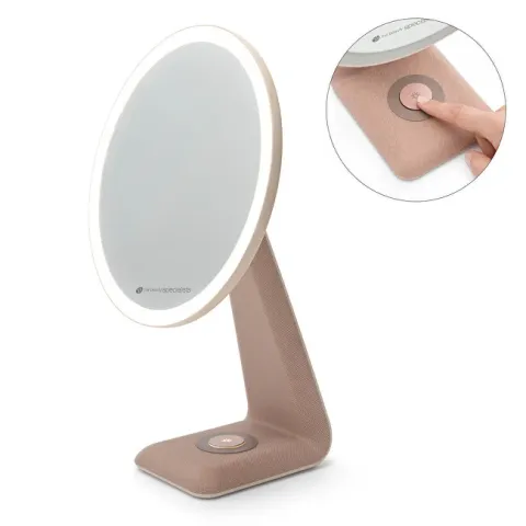 Tabletop cosmetic mirror with LED lighting