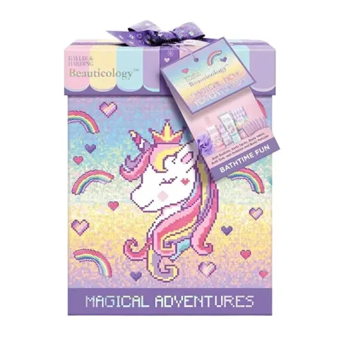 Baylis &amp; Harding Gift Box of Body Care Products and Hair Ties - Unicorn, 6 pcs