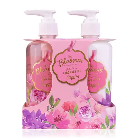BLOSSOM hand care SET in a gift box with a pump, hand soap 290ml, hand lotion 290ml, scent: rose, PU 6/12