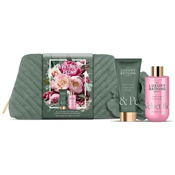 Body care gift set in a cosmetic bag Rose &amp; Peony 3 pcs
