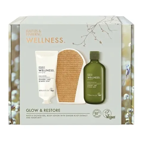 Baylis &amp; Harding Body Care Set with Glove - Ginger, Lime &amp; Basil, 3pcs