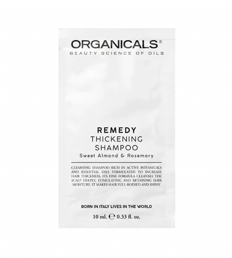 posilující šampon pro jemné vlasy 10 ml REMEDY Thickening Shampoo Sweet Almond &amp; Rosemary
