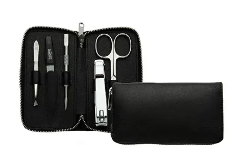 Black manicure set for men with zipper 5-piece Premium Line