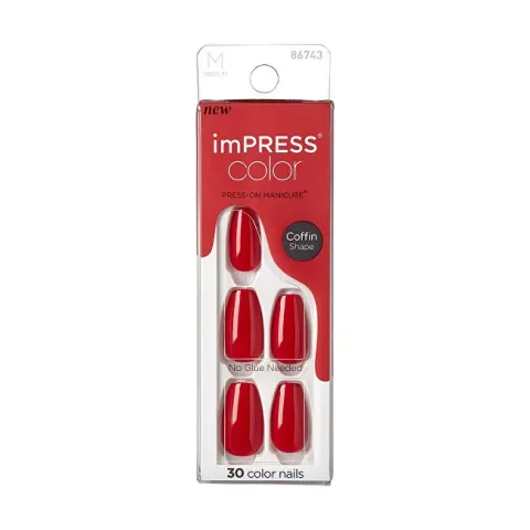 Kiss Self-adhesive nails imPRESS Color MC Reddy or Not 30 pcs