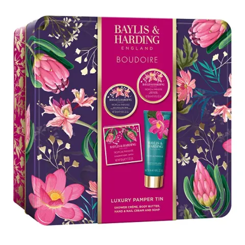 Baylis &amp; Harding Boudoire Body Care Gift Set in Tin - Tropical Paradise, 4pcs