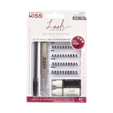 Kiss Lash Couture LuXtension Cluster Kit - Kit for applying false eyelashes Dirbtinės blakstienos