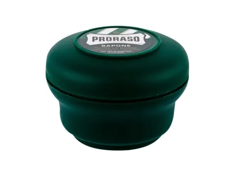 Green shaving soap in a jar